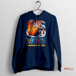 Eternal Blaze of Ace One Piece Manga Navy Hoodie