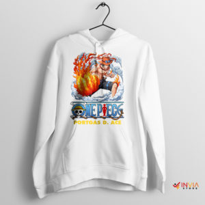 Eternal Blaze of Ace One Piece Manga White Hoodie