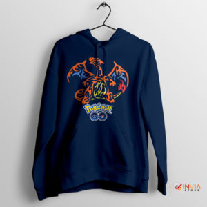 Flaming Fury Charizard Pokemon Fire Navy Hoodie