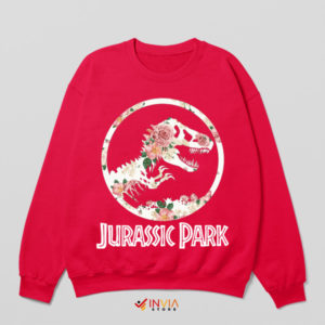 Floral Fossils Jurassic Park Emblem Red Sweatshirt