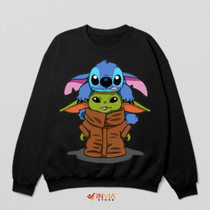 Galactic Guardians Stitch And Grogu Black Sweatshirt