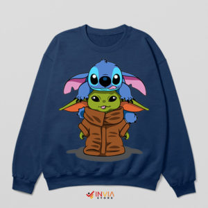 Galactic Guardians Stitch And Grogu Navy Sweatshirt