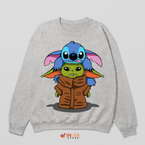 Galactic Guardians Stitch And Grogu Sport Grey Sweatshirt