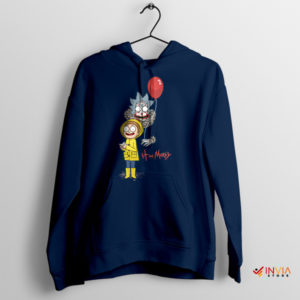 Horror Pennywise IT Rick And Morty Navy Hoodie