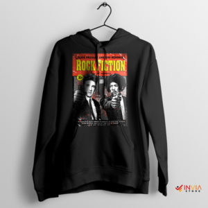 Icons of Rock Elvis and Hendrix Pulp Fiction Black Hoodie