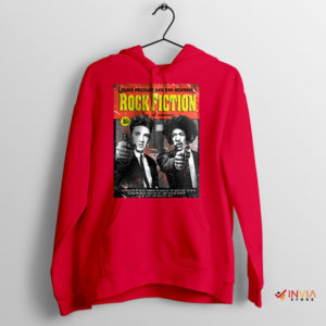 Icons of Rock Elvis and Hendrix Pulp Fiction Red Hoodie