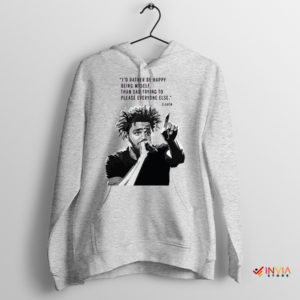 J Cole's Wisdom Happy Being Myself Sport Grey Hoodie