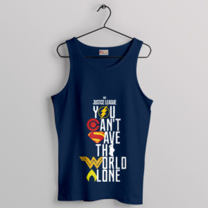 Justice League Save the World Team Navy Tank Top