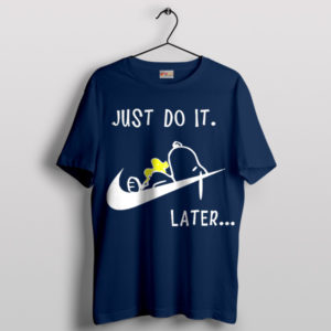 Lazy Snoopy Nike Just Do It Later Navy T-Shirt