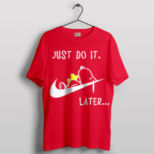 Lazy Snoopy Nike Just Do It Later Red T-Shirt