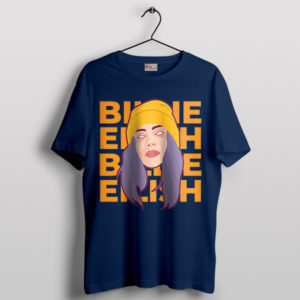 Lovely Billie Eilish Face Art Portrait Navy T-Shirt