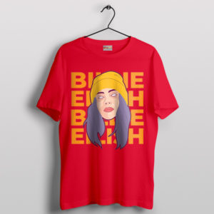 Lovely Billie Eilish Face Art Portrait Red T-Shirt