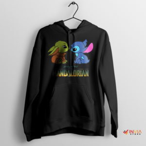 Mandalorian Little Stitch Baby Yoda Black Hoodie