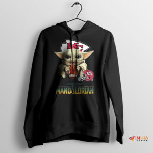 Mandalorian Victory Baby Yoda KC Chiefs Black Hoodie