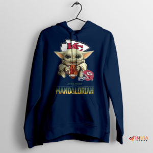 Mandalorian Victory Baby Yoda KC Chiefs Navy Hoodie