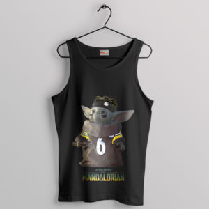 Mandalorian on the Gridiron Baby Yoda Black Tank Top