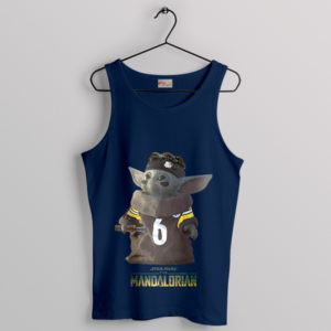 Mandalorian on the Gridiron Baby Yoda Navy Tank Top