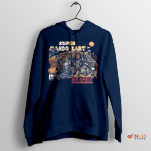 Mando Kart Madness Super Mario Game Navy Hoodie