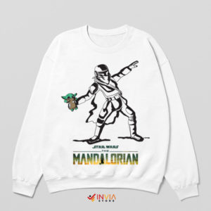 Mando and Grogu Flower Thrower White Sweatshirt