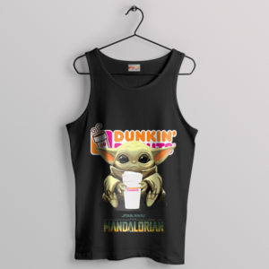 Meme Magic Baby Yoda at Dunkin' Black Tank Top