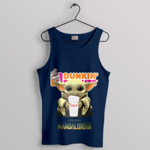 Meme Magic Baby Yoda at Dunkin' Navy Tank Top