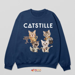 Meow-sical Catstille Bastille Band Navy Sweatshirt