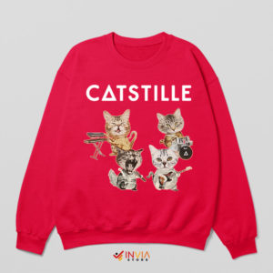 Meow-sical Catstille Bastille Band Red Sweatshirt