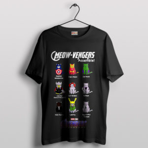 Meowsemble Avengers Superheroes Cats Black T-Shirt