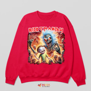 Metalhead Meets Rick Morty Maiden Red Sweatshirt