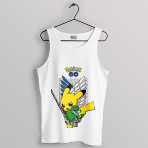 Pika-Strike Attack on Titan White Tank Top