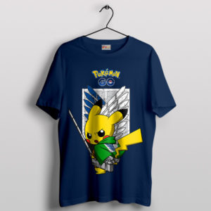 Pika-Titan Rampage AOT Pokemon Navy T-Shirt