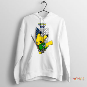 Pikachu Titan Clash AOT Style White Hoodie