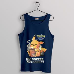 Pikachu's Morning Charge Coffee Navy Tank Top
