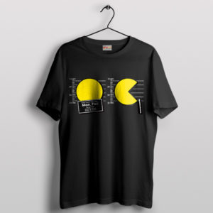 Pixel Pursuit Retro Pac-Man Mugshot Black T-Shirt