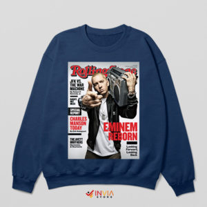 Rap Icon Cover Art Eminem Reborn Navy Sweatshirt