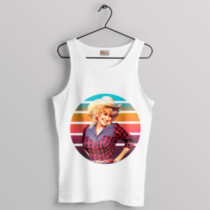 Retro Dolly Parton Sexy Sensational White Tank Top