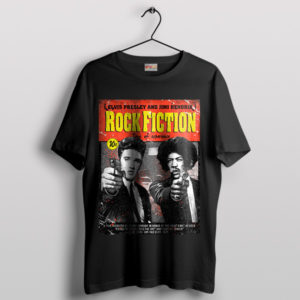 Rock 'n' Roll Pulp Fiction Elvis and Hendrix Black T-Shirt