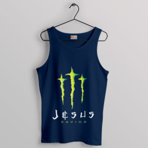 Sacred Savior Jesus Christ Energy Navy Tank Top