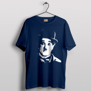 Silent Elegance Charlie Chaplin Face Navy T-Shirt