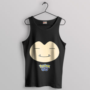 Snooze and Smile Cute Snorlax Face Black Tank Top