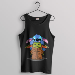 Stitch and Baby Yoda Space Odyssey Black Tank Top