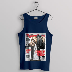 Stone Magazine Eminem Reborn Art Navy Tank Top
