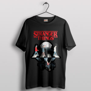Stranger Abbey Road The Upside Down Black T-Shirt