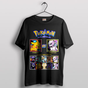 Street Fighter Game Pikachu vs. Mewtwo Black T-Shirt