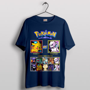 Street Fighter Game Pikachu vs. Mewtwo Navy T-Shirt