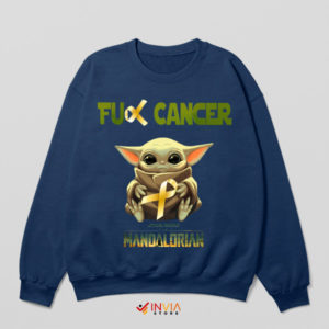Strength Baby Yoda Cancer Awareness Navy Sweatshirt