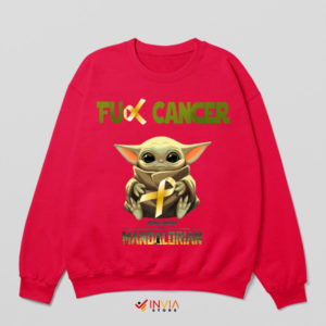 Strength Baby Yoda Cancer Awareness Red Sweatshirt