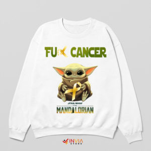 Strength Baby Yoda Cancer Awareness White Sweatshirt