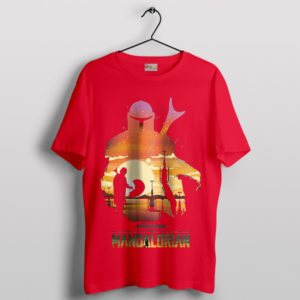 Sunset on Tatooine Mandalorian and Child Red T-Shirt