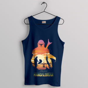 Tatooine Twilight Mandalorian Sunset Navy Tank Top